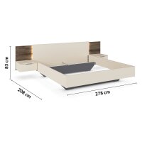 Bettanlage Marbella champagner / Atlantic Oak dunkel 180x200cm