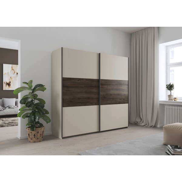 Schwebetürenschrank Marbella champagner Atlantic Oak dunkel 218/210/59 cm