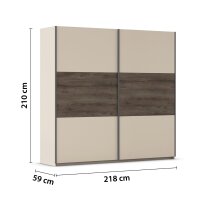 Schwebetürenschrank Marbella champagner Atlantic Oak dunkel 218/210/59 cm