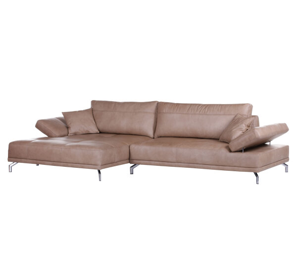 Ecksofa Brisbane Echtleder braun Schneklellänge: 165x322 cm