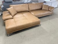 Ecksofa Brisbane Echtleder braun Schneklellänge: 165x322 cm