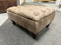 Sessel mit Hocker Chesterford Anilinleder braun