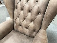 Sessel mit Hocker Chesterford Anilinleder braun