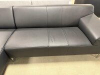Freistil Ecksofa 180 links Leder schwarz 8006 Winkelfuß chrom