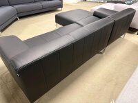Freistil Ecksofa 180 links Leder schwarz 8006 Winkelfuß chrom