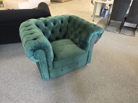 Sessel Chesterfield Samt Dunkelgrün ca. 114 cm