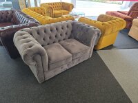 Sofa 2-Sitzer Chesterfield Samt grau ca. 156 cm