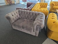 Sofa 2-Sitzer Chesterfield Samt grau ca. 156 cm