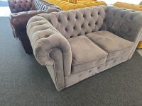 Sofa 2-Sitzer Chesterfield Samt grau ca. 156 cm