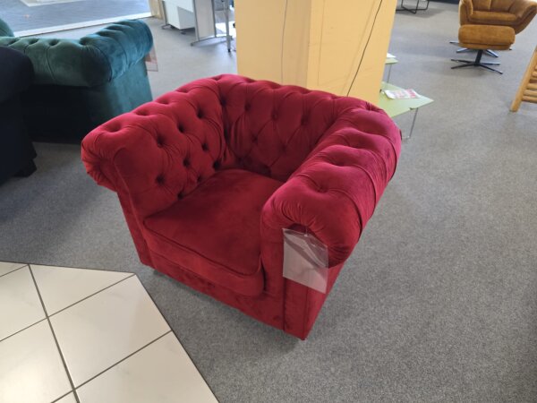 Sessel Chesterfield Samt rot ca. 114 cm