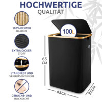 Wäschekorb schwarz 100 l hochwertig atmungsaktiver...