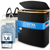 Hochwertiger Wäschekorb schwarz 140 L atmungsaktiver...