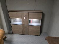 Highboard Avignon teilmassiv Asteiche grau schwarz ca.159x39 cm