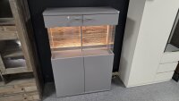 Highboard Marseille Arktis grau Wildeiche Melamin inkl. LED Beleuchtung