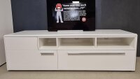 S Wohnwand Light Line 5 weiß MattlackMedienboard 101 und Vitrine 401