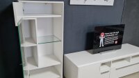 S Wohnwand Light Line 5 weiß MattlackMedienboard 101 und Vitrine 401