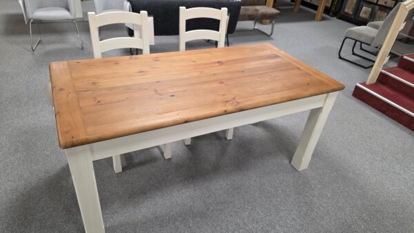 Esstisch Bodde T50 Kiefer massiv vintage usedweiß lackiert Honigfarben