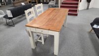 Esstisch Bodde T50 Kiefer massiv vintage usedweiß lackiert Honigfarben