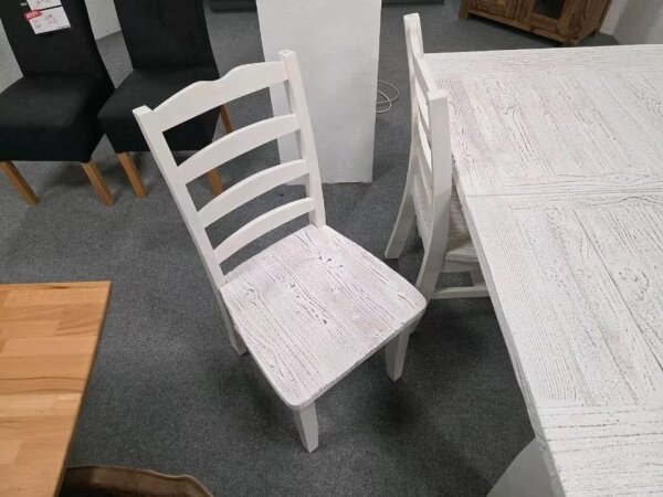 2er Set Stuhl Opus Kiefer massiv white sanded B/H/T 48/102/54 cm
