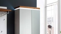 Schrank Romina weiß matt Lack Asteiche 52731inkl. LED, 1 Tür, 1 Spiegeltür, 3 SK, 91/198/38 cm