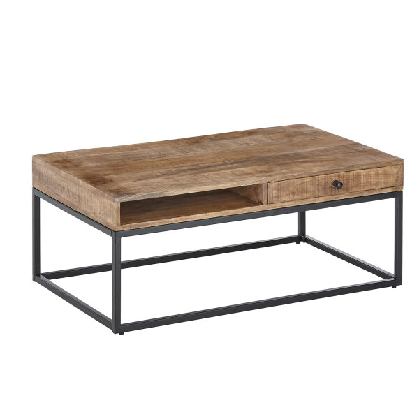 Couchtisch Alison Mango massiv 100x60 Gestell schwarz