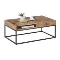 Couchtisch Alison Mango massiv 100x60 Gestell schwarz