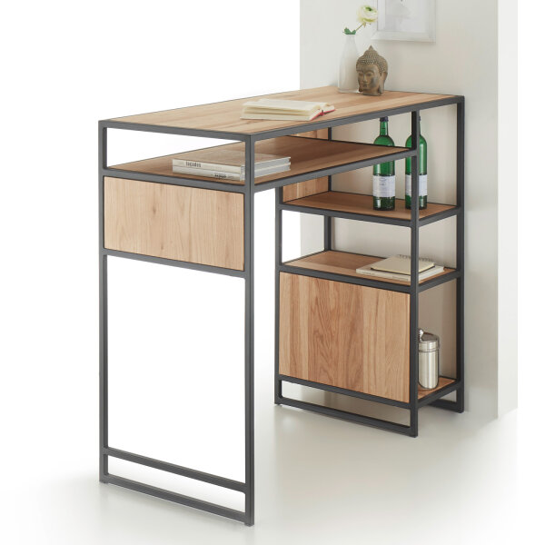 Bartisch Carlos Eiche massiv geölt Metallgestell schwarz