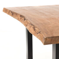 Couchtisch India Akazie massiv Baumkante 110x70 Gestell Metall schwarz