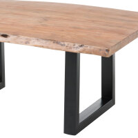 Couchtisch India Akazie massiv Baumkante 110x70 Gestell Metall schwarz