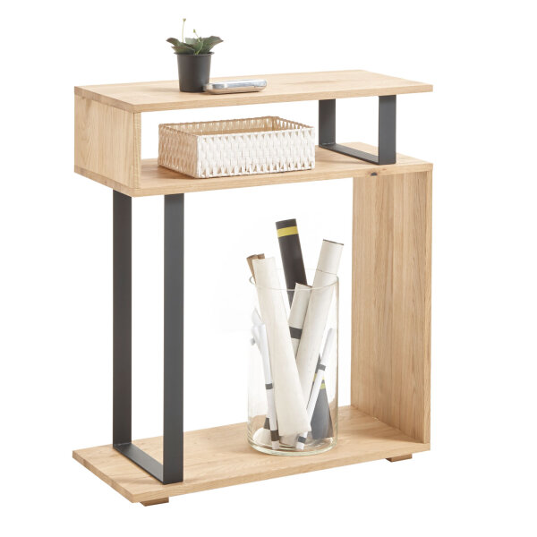 Konsole Lucio Eiche massiv geölt Metallgestell schwarz