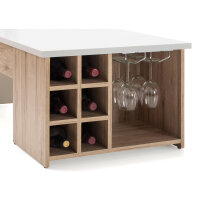 Couchtisch Merlot mit Glashaltern Regal für 6 Weinflaschen Weiß, San Remo