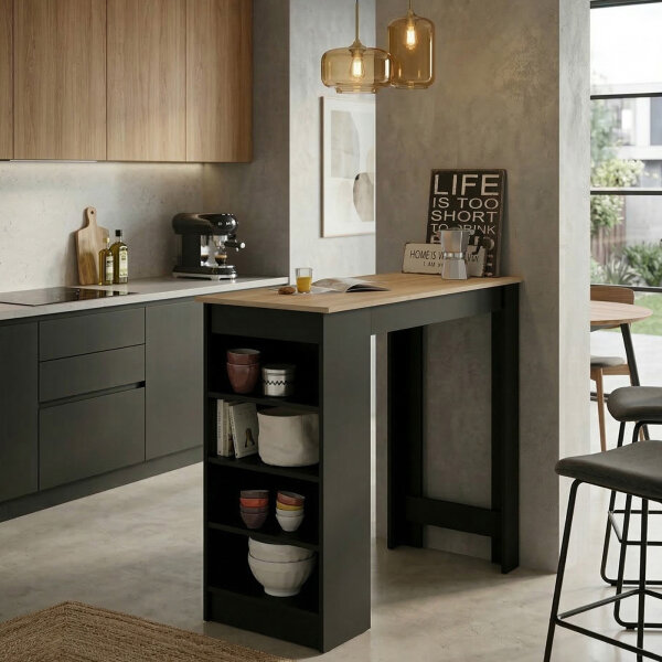 Bartisch Stehtisch Black Regal Sonoma Eiche schwarz