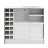 Bartisch Planter Flaschenregal 2 Schiebetüren Beton weiß Dekor