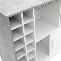 Bartisch Planter Flaschenregal 2 Schiebetüren Beton weiß Dekor