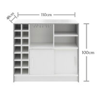 Bartisch Planter Flaschenregal 2 Schiebetüren Beton weiß Dekor