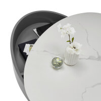 Couchtisch Sinisa Tischplatte Keramik weiß marmoriert Stauraum