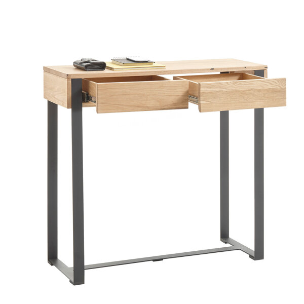 Konsole Tadeo Eiche massiv geölt Metallgestell schwarz