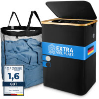 Wäschekorb schwarz 100 l hochwertig atmungsaktiver...