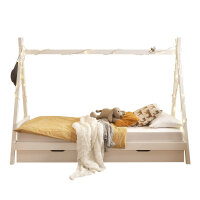 Kinderbett Sora mit 2er Set Bettkasten Kiefer massiv weiß Zeltbett Liegefläche 90x200cm