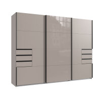 Schwebetürenschrank 270cm Saigon Saharagrau Schubkästen
