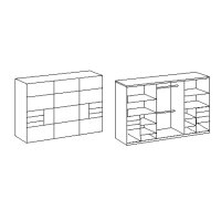 Schwebetürenschrank 270cm Saigon Saharagrau Schubkästen
