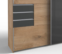 Schwebetürenschrank Saigon Plankeneiche Glas Grey Graphit 270cm