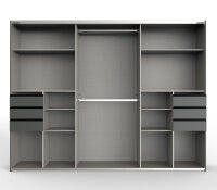 Schwebetürenschrank Saigon Plankeneiche Glas Grey Graphit 270cm