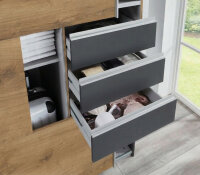 Schwebetürenschrank Saigon Plankeneiche Glas Grey Graphit 270cm