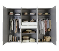 Kleiderschrank Vanea Weiß 8-Türen 2 Spiegel 2 Schubkästen 270cm