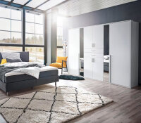 Kleiderschrank Vanea Weiß 8-Türen 2 Spiegel 2 Schubkästen 270cm