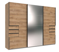 Schwebetürenschrank Saigon Plankeneiche 3-türig Spiegel 270cm