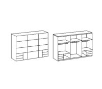 Schwebetürenschrank Valencia Plankeneiche graphit Glas grey 270cm