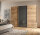 Schwebetürenschrank Valencia Plankeneiche graphit Glas grey 270cm