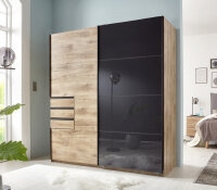 Schwebtürenschrank Oldenburg Artisan Eiche Glas Grey 180 cm